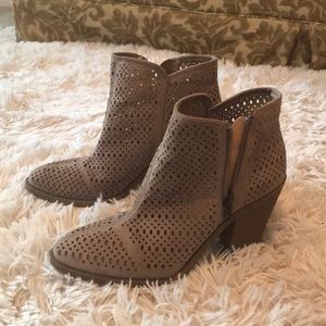 Tan booties with heel